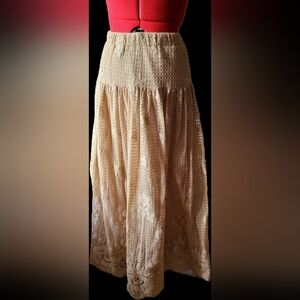 Elegant Cream Lace A-Line Skirt